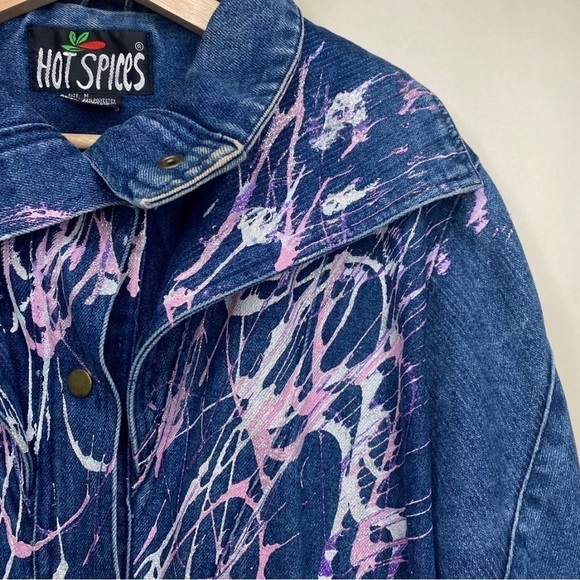 Hot Spices Vintage Sparkle Paint Jean Jacket Sz Med - Picture 6 of 12